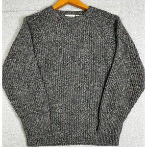 VIntage Brian MacNeil Donegal Sweater XL Grey Wool Chunky Ribbed Knit Raglan